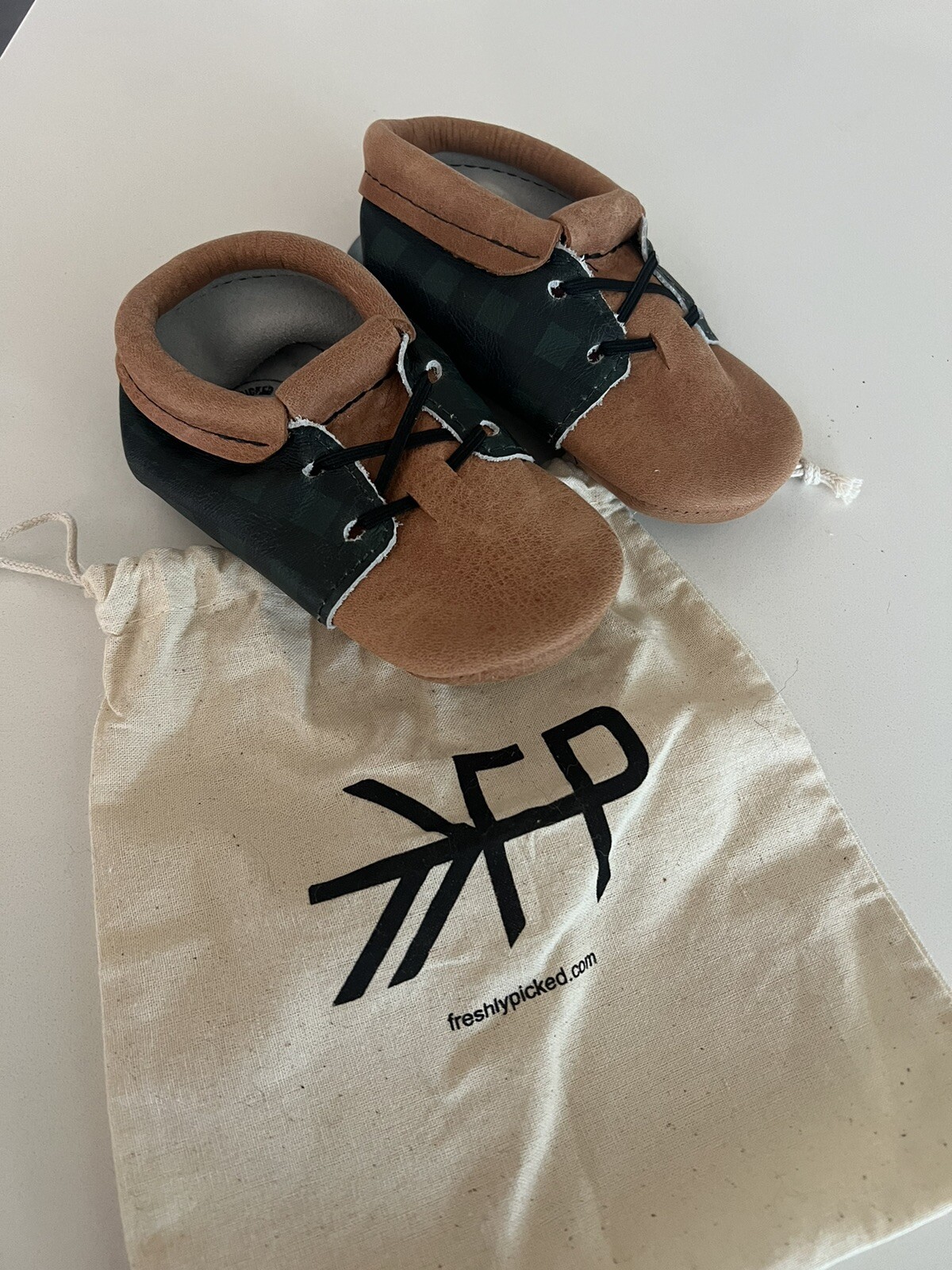 SAOLA Mocassini Oxford da ragazzo appena selezionati a quadri in pelle marrone lacci suola rigida 6 nuovi