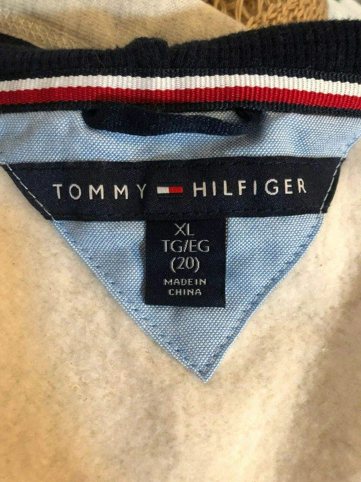 Женская толстовка с капюшоном Tommy Hilfiger на молнии большой логотип спереди серо-кремовая размер XL 20 - Изображение 4 из 4