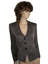 ARMANI COLLEZIONI BLACK -WHITE TEXTURED SINGLE BREASTED BLAZER-JACKET SIZE 8