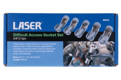 Laser Difficult Access Master Socket Set – 12-teilig, 3/8 Zoll Antrieb, Größen 8-19 Mm, Für Enge Zugänge