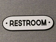 Restroom Wood Door Sign Black  White