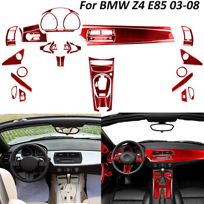 61Pcs Red Carbon Fiber Full Kits Interior Aufkleber Trim für BMW Z4 E85 2003-08