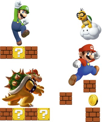 Bowser Mario & Luigi Vinyl Adhesive Wall Art Decal Home Wall Decor Design 20x25