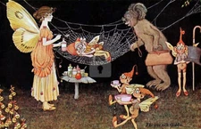 Ida Rentoul Outhwaite Butterfly Fairy,  'Wee Sick Goblin' Vintage Postcard COPY