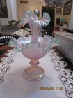 Fenton Champagne Pink Iridescent Diamond Lace Epergne