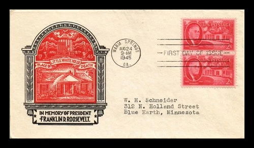 DR JIM STAMPS US COVER ROOSEVELT FDC PAIR SCOTT 931 STAEHLE CACHET CRAFT