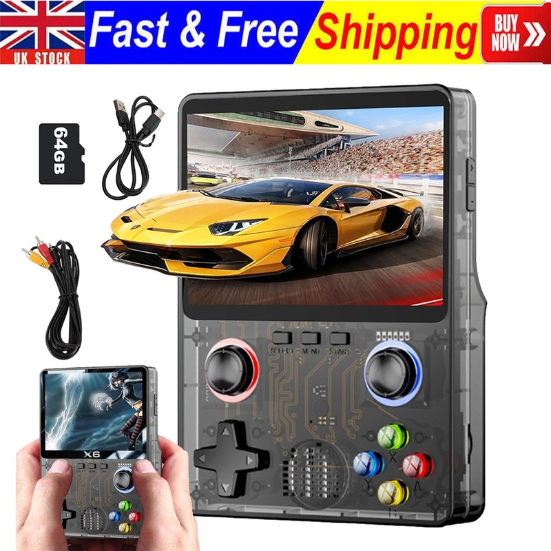 X6 Retro 6000 Games Handheld Video Game Console Linux System 3.5 Inch IPS Screen