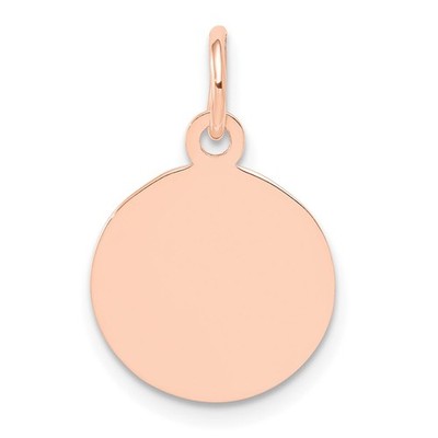 14k Rotgold schlicht 0,018 Stärke kreisförmig gravierbare Scheibe Charm Anhänger 0,83gm