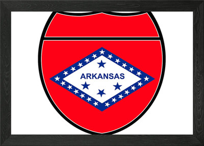 Arkansas Flagge im Schild gerahmtes Wandbild Poster Leinwanddruck Bild