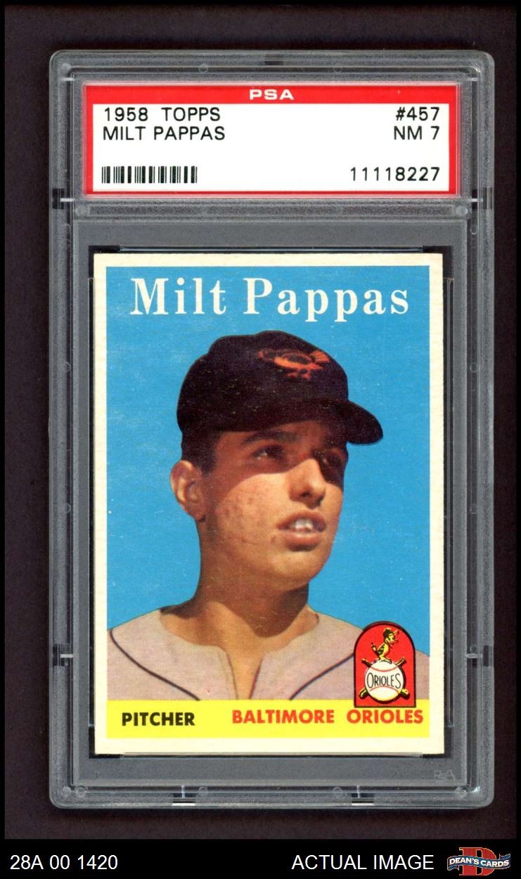 1958 Topps #457 Milt Pappas Orioles RC PSA 7 - NM