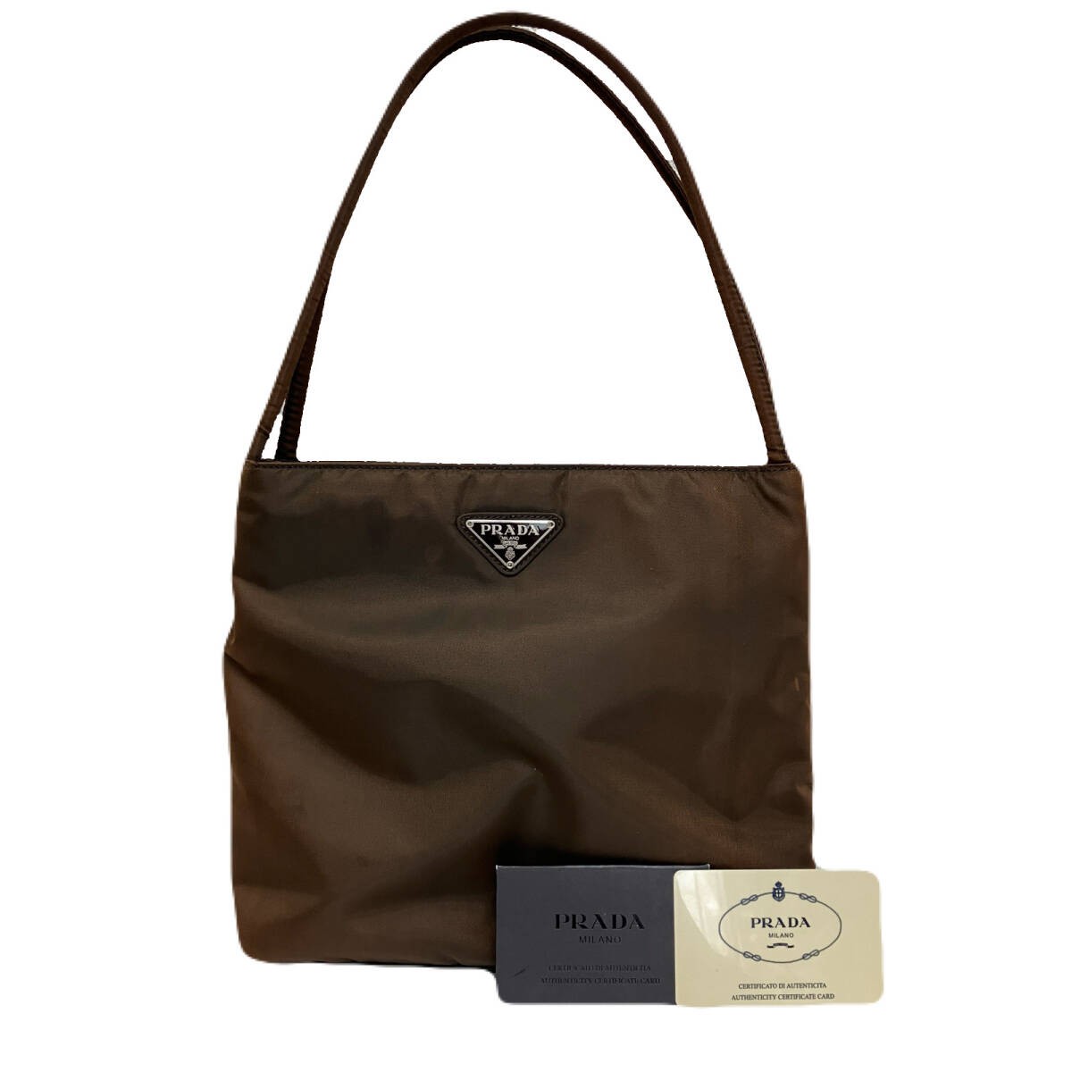 RARE PRADA Shoulder Bag in Nylon with Triangle Logo and Square Design