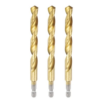 3pcs Twist Drill Bit 10mm Dia 133mm 1/4'' Hex Shank High-Speed Steel Bits