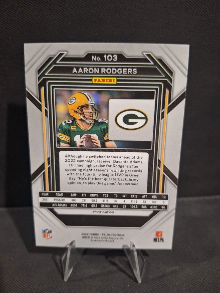 2022 PANINI  PRIZM Aaron Rodgers - Red White And Blue  Packers - Image 2 of 2