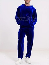 Mens Velvet Sweatsuits 2 Piece Sport Tracksuit Jogger Sweat Suits Jogging Outfit