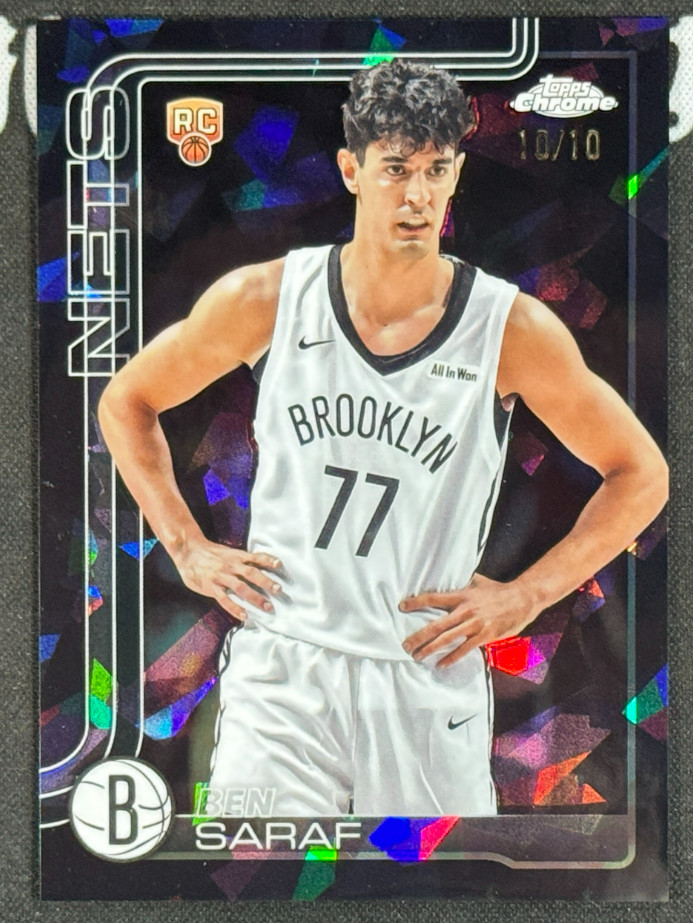 Ben Saraf 2025-26 Topps Chrome Sapphire 10/10 Black Cracked Ice RC Nets #276