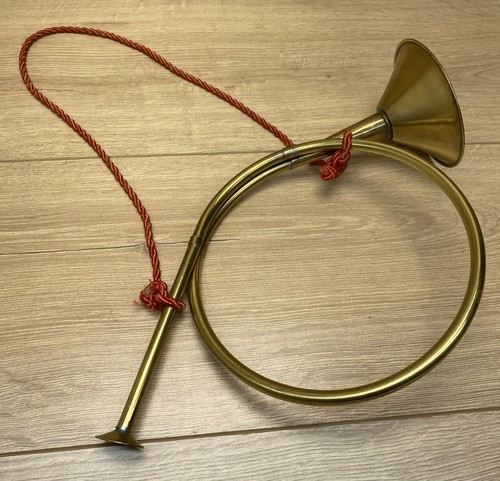 Vintage Brass Bugle Horn Decorative Musical Instrument Red Cord