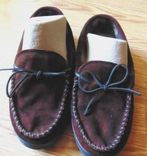 Verde Mens Dark  Brown Suede Cushy Flannel Lined Slippers Mocassins Shoes sz 12