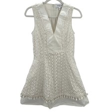 Derek Lam 10 Crosby White Graduation Eyelet Cotton Tassel Mini Dress Womens 4