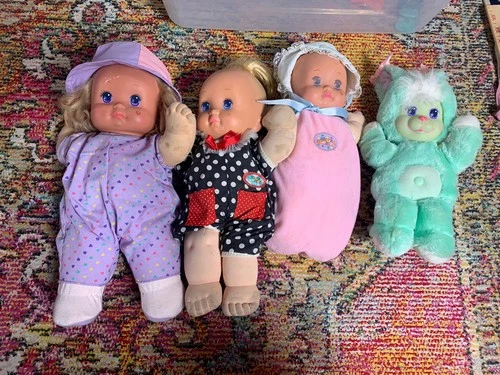 Vintage Magic Nursery Baby Doll Lot Of 4 Mattel 90's Mint Green Rubber face