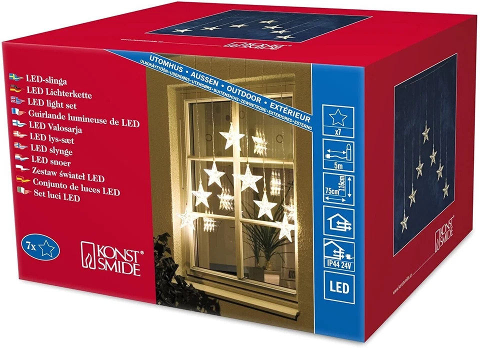 Konstsmide 1243-103 LED Lichter Vorhang 7 Sterne Weihnachts Fenster Leucht Deko - Bild 4 von 4