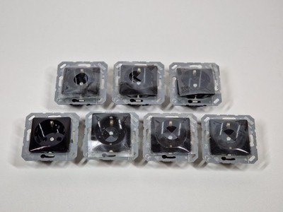 7x Jung SCHUKO Steckdose Socket 16A / 250V Schwarz 1520 1fach 7Stk. Set