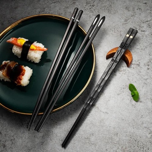 5 Paia Bacchette Giapponesi Alimenti Sushi Bastoncini Antiscivolo Riutilizzabili Posate Coreane S - Foto 2 di 36