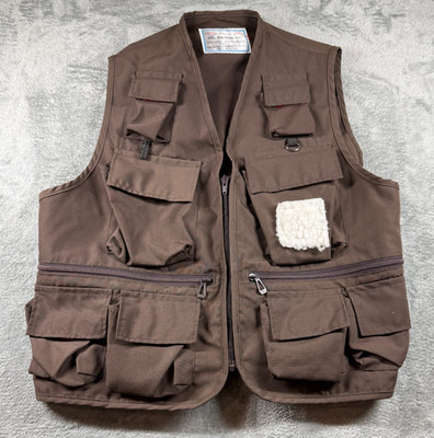 Vtg Danco DC-6707 Steelhead Fishing Vest Brown Multi Pocket Made in Korea Size L