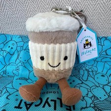 Jellycat Amuseables Coffee-to-Go Bag Charm 12CM Brand New With Tags