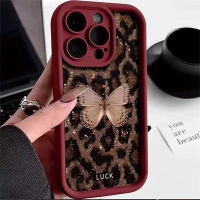 For iPhone 16 Pro Max 15 14 13 12 Mini 11 XS XR 7 8 6S Leopard Phone Cover Case