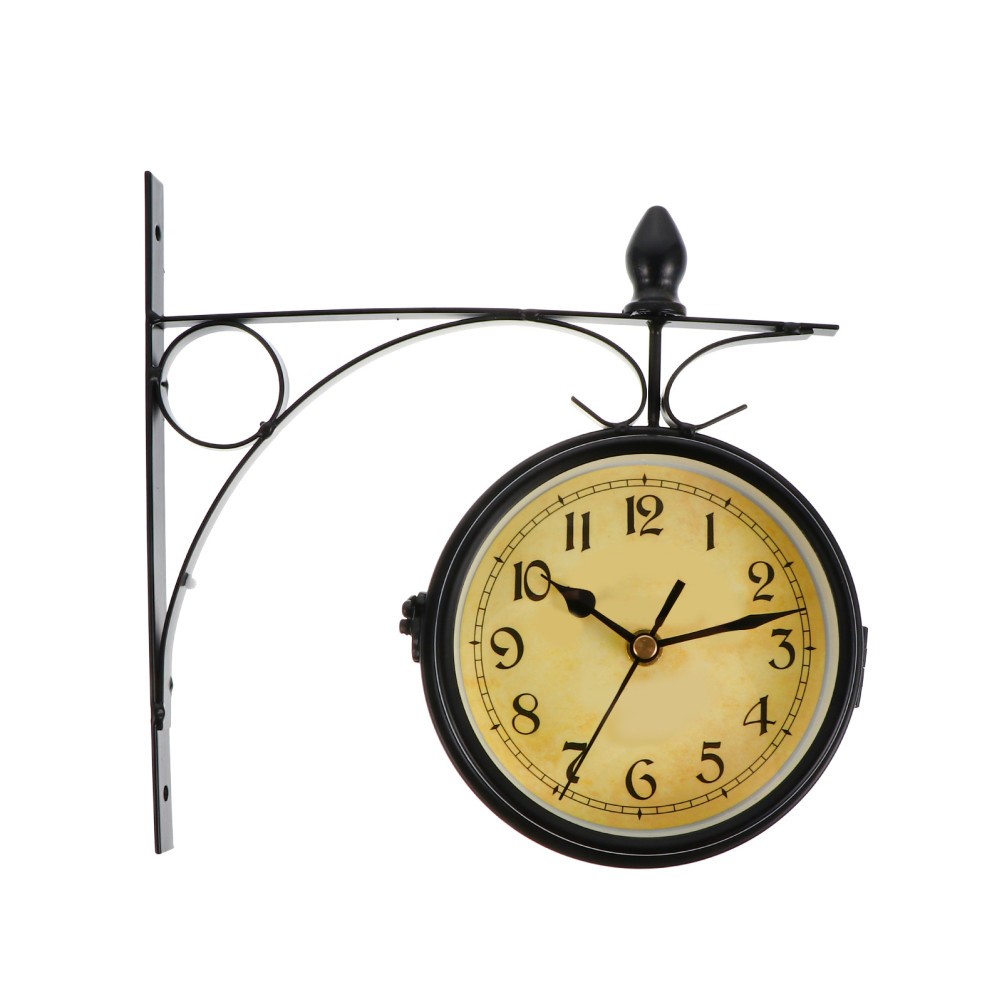 Retro Wrought Iron Antique Double-sided Clock Wall Clock Room Wall Decoration