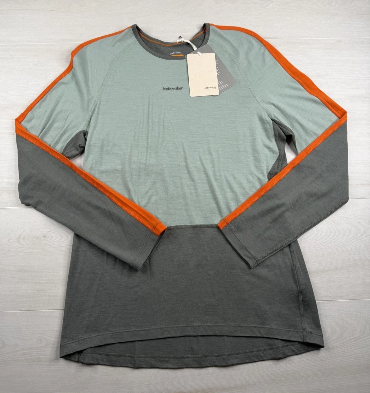 Icebreaker 200 Sonebula Baselayer Shirt Merino Wool Galaxy Moss Blaze Men M NWT!