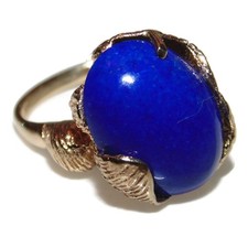 Custom Lapis Lazuli 14K Yellow Gold Nature Inspired Ring Size 7 Jewelry