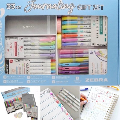 Journaling Gift Set ~ by Zebra ~  Includes Hardcover Journal, 33 Count Box~ NEW