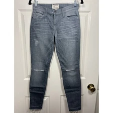 Current Elliott Stiletto Jeans Rig Destroy Release Hem Denim Gray Women's 26