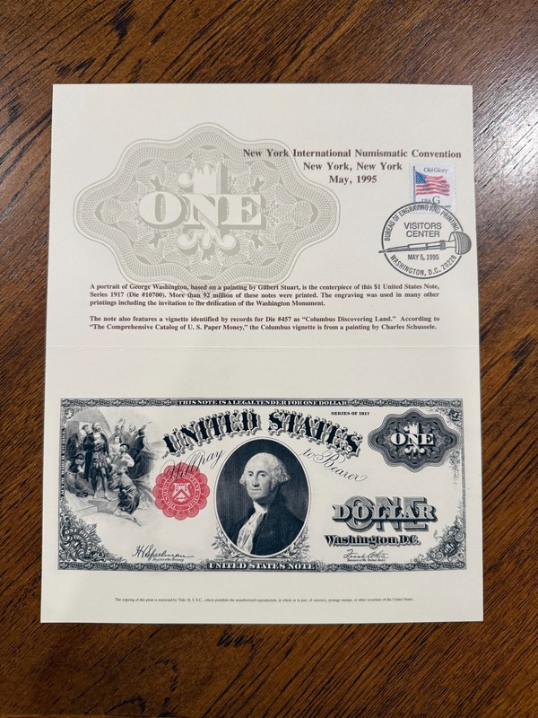 BEP Money Numismatic Souvenir Card B195 - Visitor Center Cancel