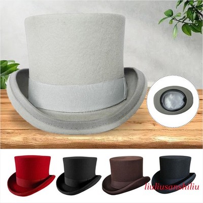 Vintage Wool Victorian Mad Hatter Top Magic Hat Gentlemen Performing Caps Jazz