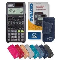Casio FX-87DE + 2Nd Schulrechner+Schutztasche,Buch,Schule-Classic Set Dunkelblau