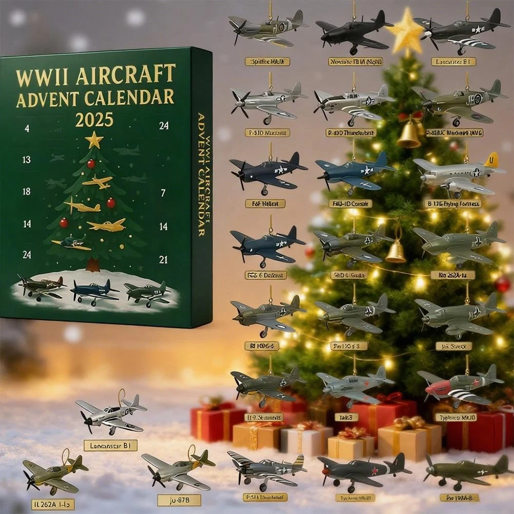 WWII Aircraft Advent Calendar%2C 24 Days Christmas Countdown Calendar Acrylic Avent