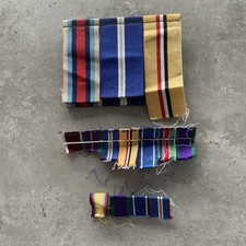 Three Used Metal Mounting Metal Brooch Bars With Ribbon Remnants