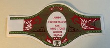 Jumbo Covered Wagon Hart Drug Stores Wichita Kansas Cigar Label: Unused