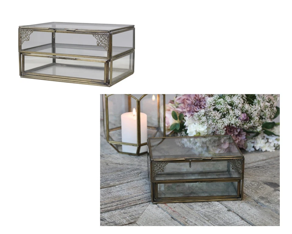 Chic Antique - Glasschattule Schmuckkästchen Glas Box 2 Fächer 74011013 - Bild 1 von 1
