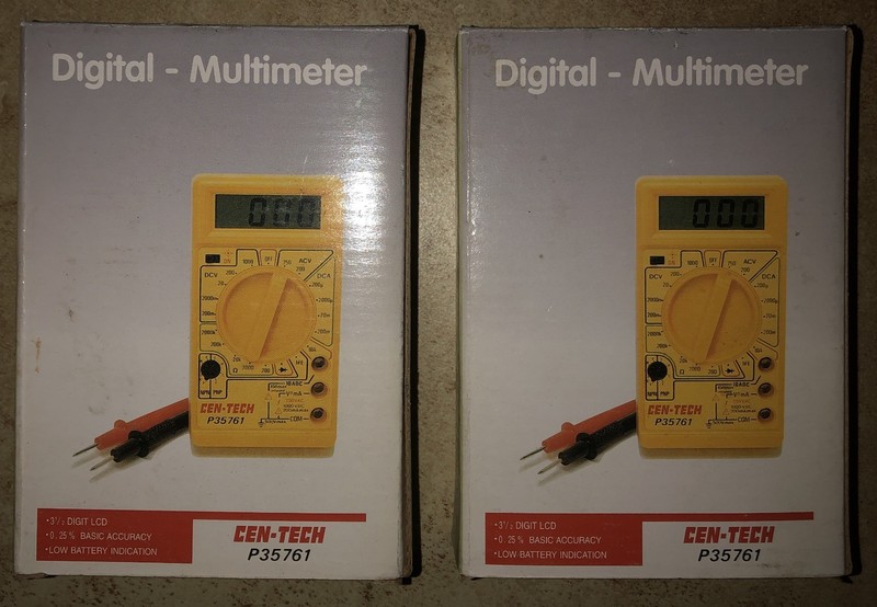 Lot of (2) CEN-TECH DIGITAL MULTI METER P35761 m electric diagnostic tool