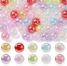 Chunky Round Acrylic Beads - 15.5mm Crackle Finish, 100 Pcs
