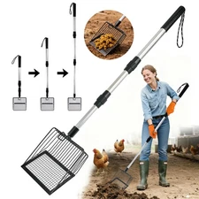 Large Metal Chicken Poop Scooper 22–41.9" Adjustable Handle Coop Stables Gardens