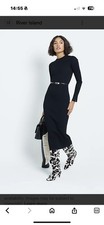 River Island Black Belted Ribbed Knitted Dress Size Large