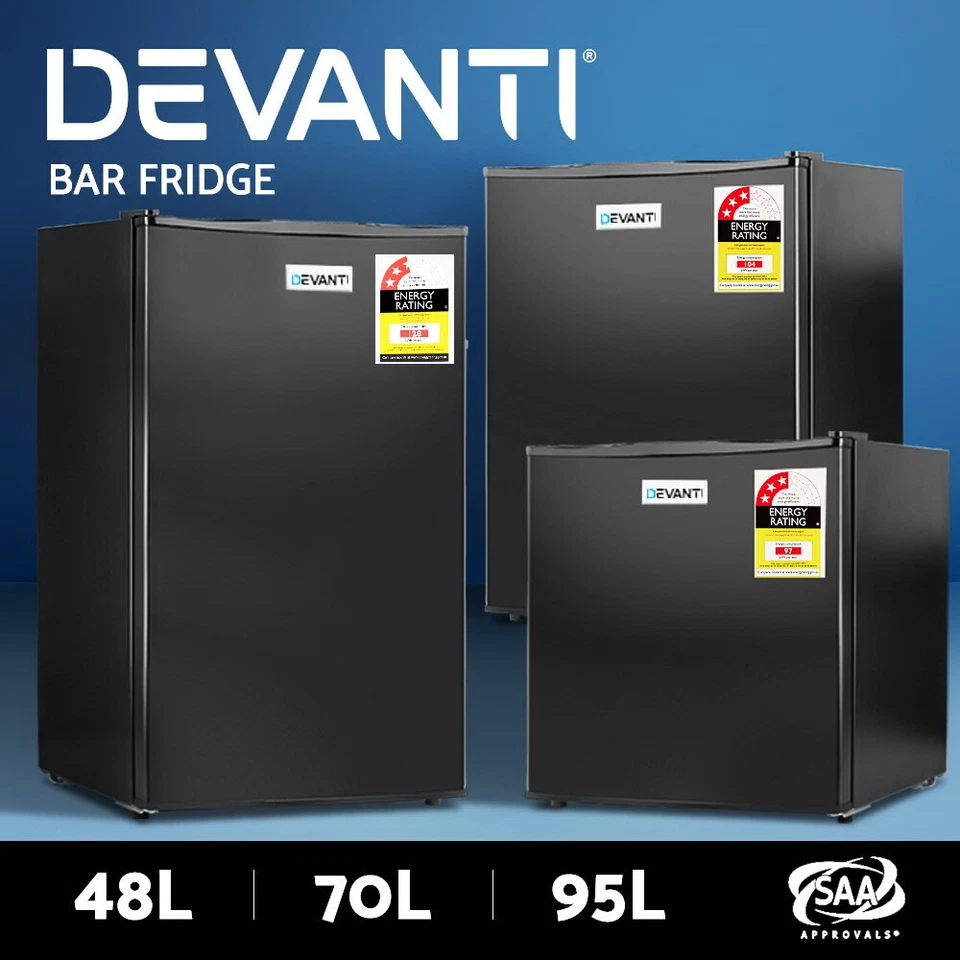Devanti Bar Fridge Portable Mini Home Refrigerator Beer Freezer Office 48/70/95L