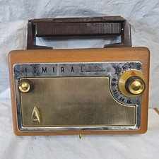1957 Admiral Model 217 Dual Power Portable 4 Vacuum Tube AM Radio Brown Works