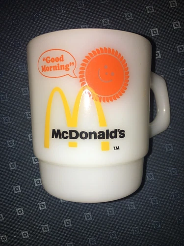 Fireking Fire King Good Morning McDonalds Coffee Mug Cup Milk Glass A. Hocking