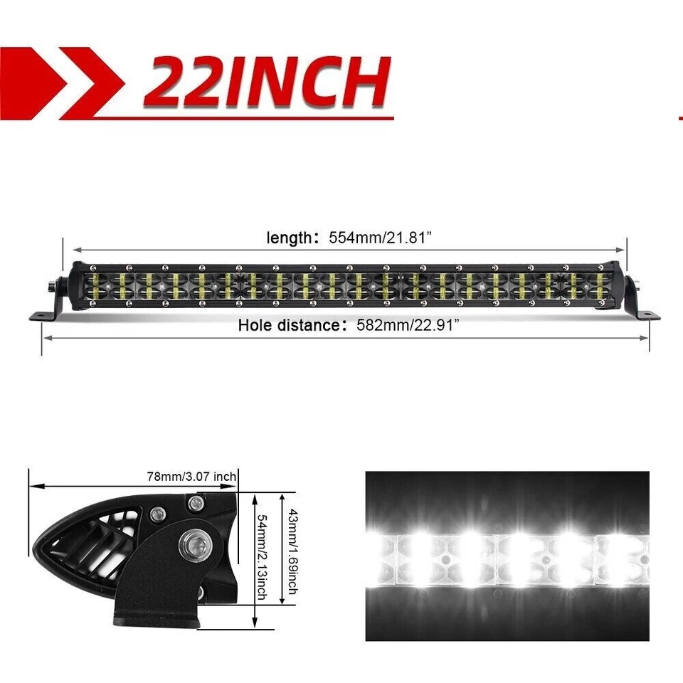 Combo de barra de luz de trabajo LED parachoques doble fila 22" ajuste Club Car EZGO Yamaha carro de golf Foto 3 de 4
