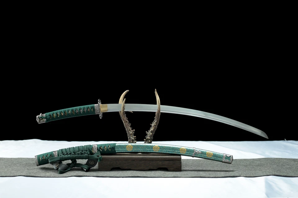 T10 Battle Ready острый японский самурай катана меч зеленый реальный Tachi большой радиан - Изображение 4 из 4